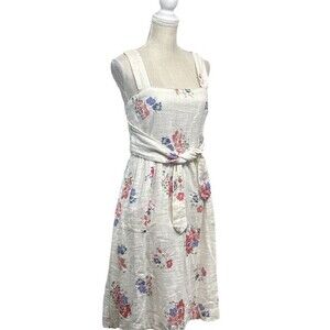 Meadow Rue By Anthropologie Ingalls White Gauzy Cotton Floral Print pockets Sz 4